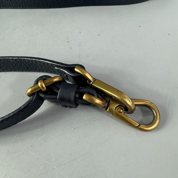 Fossil Black Leather Brass Hardware Adjustable Strap - Picture 2 of 7